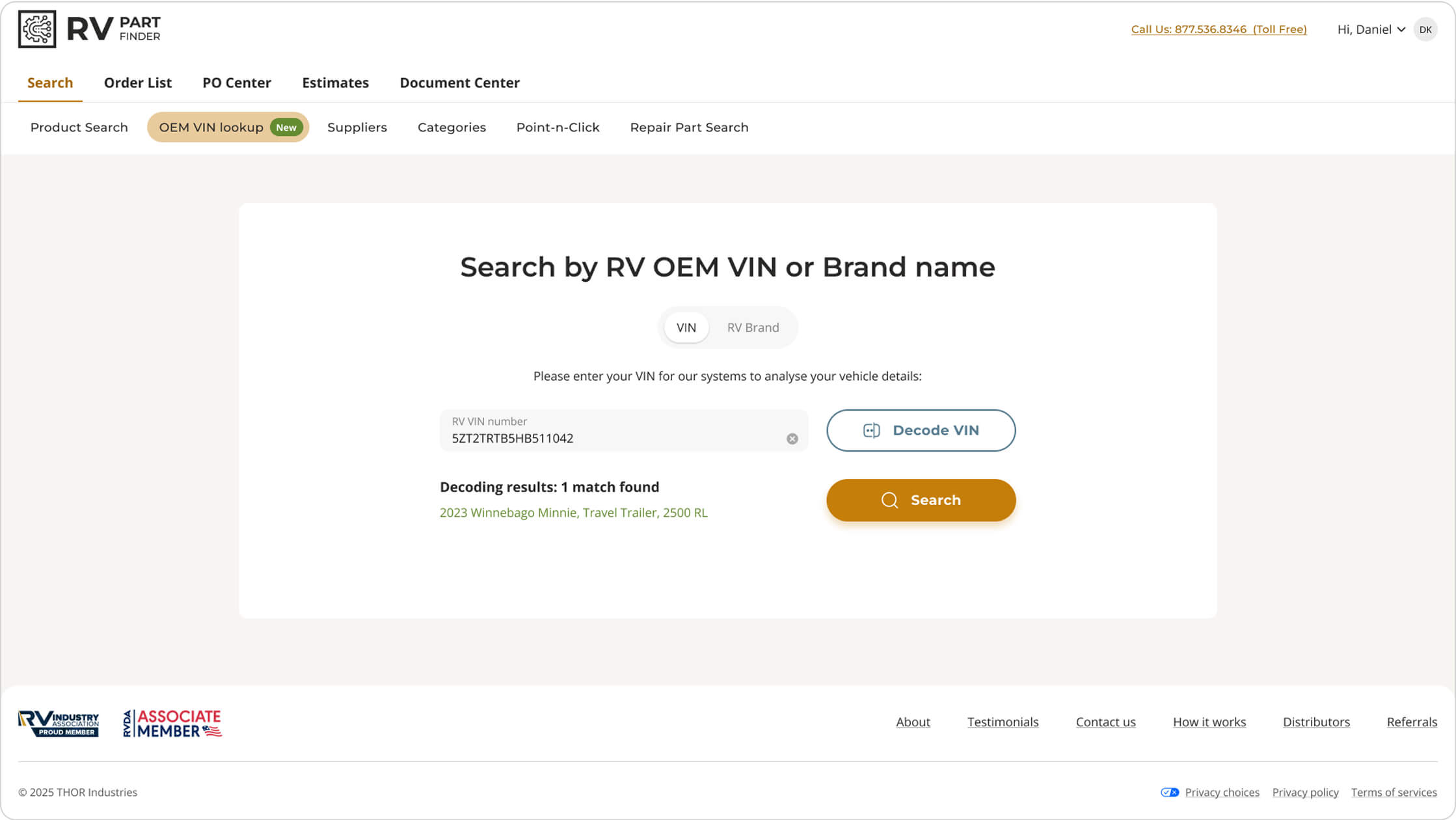 Search by VIN